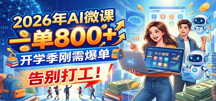 2026年AI微课，一单800+，开学季刚需爆单，告别打工！-智点网