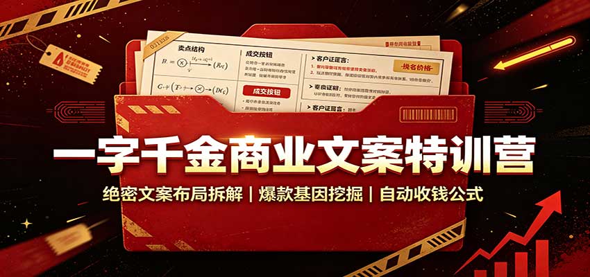 一字千金商业文案特训营：绝密文案布局拆解，爆款基因挖掘，自动收钱公式-智点网