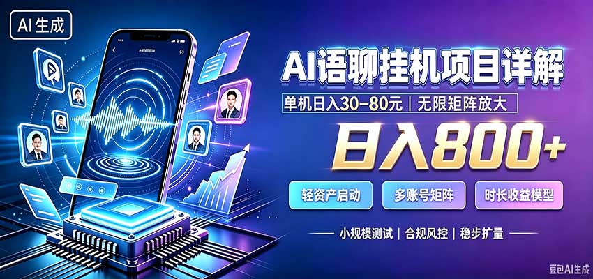 AI语聊挂机，日入800+，适用个人副业，工作室矩阵操作-智点网