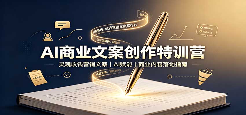 AI商业文案创作特训营：灵魂收钱营销文案，AI赋能，商业内容落地指南-智点网