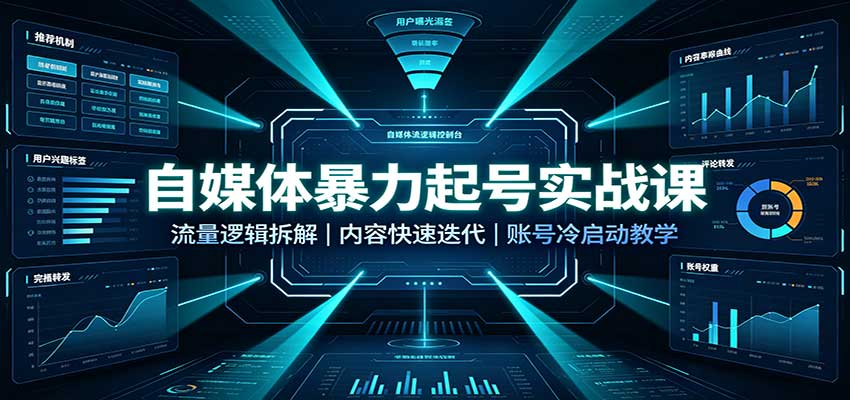自媒体暴力起号实战课：流量逻辑拆解，内容快速迭代，账号冷启动教学-智点网