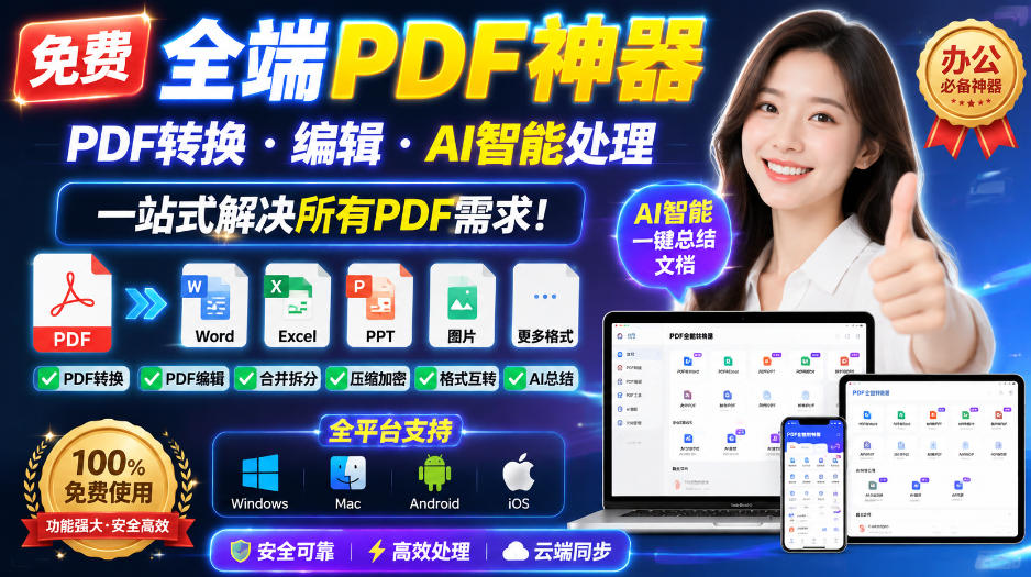 免费全端PDF神器，PDF转换·编辑·AI智能处理，一站式解决所有PDF需求!-智点网