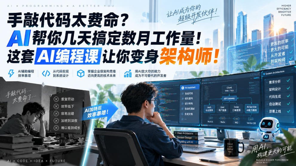 手敲代码太费命？AI帮你几天搞定数月工作量！这套AI编程课让你变身架构师！【原创双语字幕】-智点网