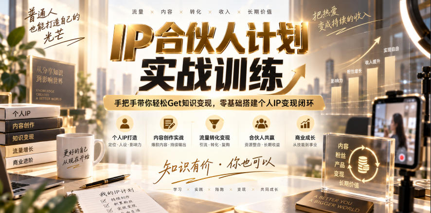 IP合伙人计划实战训练，手把手带你轻松Get知识变现，零基础搭建个人IP变现闭环(更新260908)-智点网