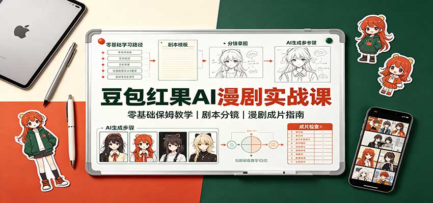 豆包红果AI漫剧实战课：零基础保姆教学，剧本分镜，漫剧成片指南-智点网