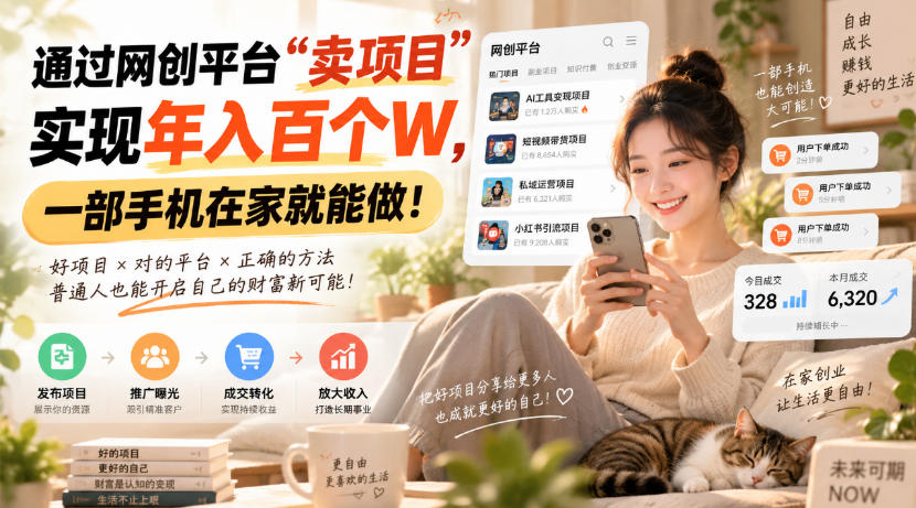 靠卖网创项目变现，一年拿下百万收益！一台手机就能操作！-智点网