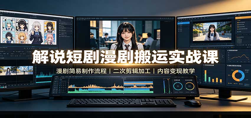 解说短剧漫剧搬运实战课：漫剧简易制作流程，二次剪辑加工，内容变现教学-智点网