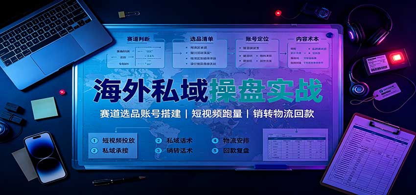 海外私域操盘实战：赛道选品账号搭建，短视频跑量，销转物流回款-智点网