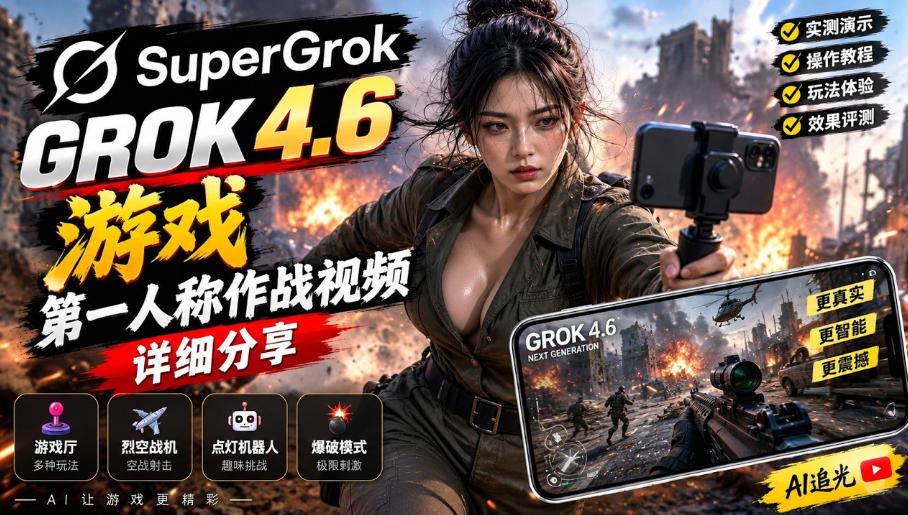 Grok 4.6也能做游戏？第一人称作战视频实测｜玩法详细讲解-智点网