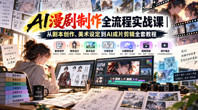 AI漫剧制作全流程实战课｜从剧本创作、美术设定到AI成片剪辑全套教程​-智点网