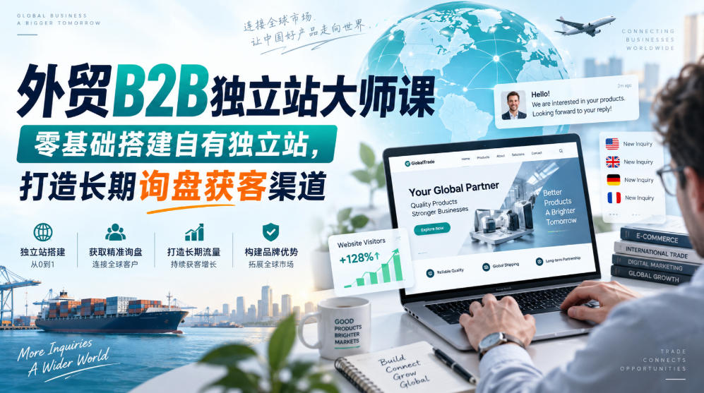 外贸B2B独立站大师课，零基础搭建自有独立站，打造长期询盘获客渠道-智点网