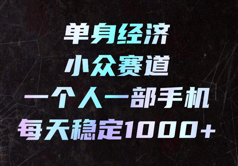 单身经济小众赛道，一个人一部手机，每天稳定1000+，长期可持续的赛道【揭秘】-智点网
