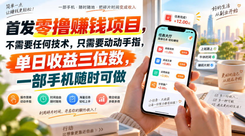 首发零撸賺钱项目，不需要任何技术，只需要动动手指，单日收益三位数，一部手机随时可做【揭秘】-智点网