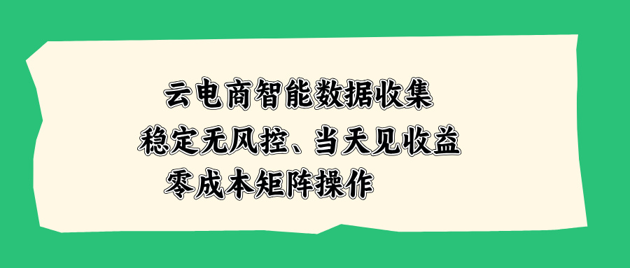 云电商智能数据收集，稳定无风控，当天见收益，零成本矩阵操作-智点网