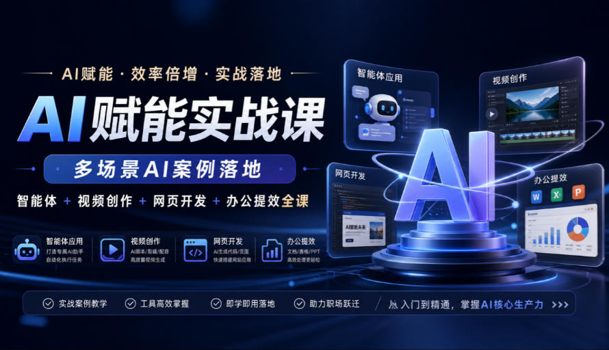AI赋能实战课，多场景AI案例落地，智能体+视频创作+网页开发+办公提效全课-智点网