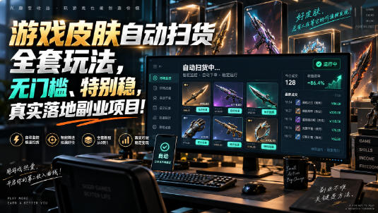 游戏皮肤自动扫货全套玩法，无门槛、特别稳，真实落地副业项目！【揭秘】-智点网