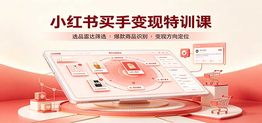 小红书买手变现特训课：账号定位养号起号，选品挂车，笔记标题封面全套教学-智点网