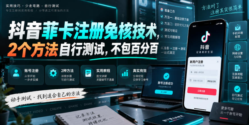 抖音菲卡注册免核技术，2个方法自行测试，不包百分百-智点网