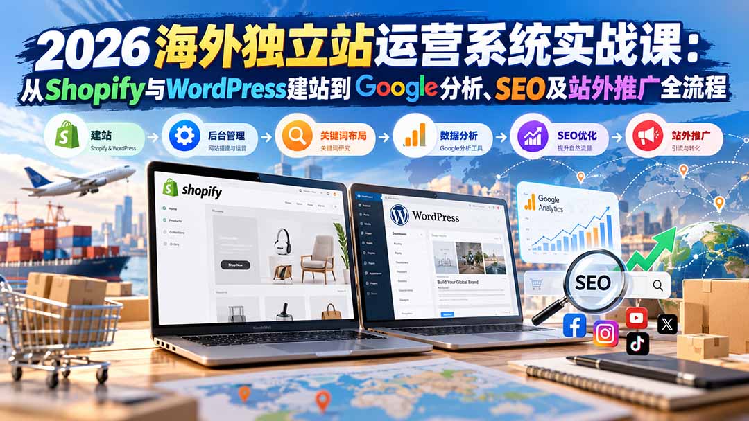 2026海外独立站运营系统实战课：从Shopify与WordPress建站到Google分析、SEO及站外推广全流程-智点网