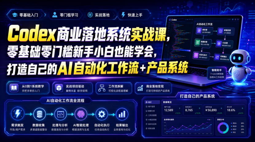 Codex商业落地系统实战课，零基础零门槛新手小白也能学会，打造自己的AI自动化工作流+产品系统(更新)-智点网