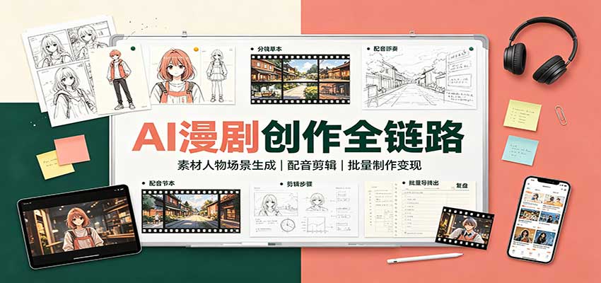 AI漫剧创作全链路：素材人物场景生成，配音剪辑，批量制作变现-智点网