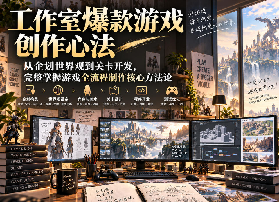 工作室爆款游戏创作心法｜从企划世界观到关卡开发，完整掌握游戏全流程制作核心方法论-智点网