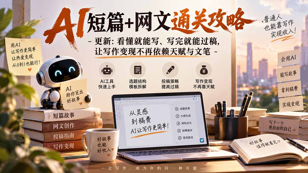 AI短篇+网文通关攻略-更新0921：看懂就能写、写完就能过稿，让写作变现不再依赖天赋与文笔-智点网