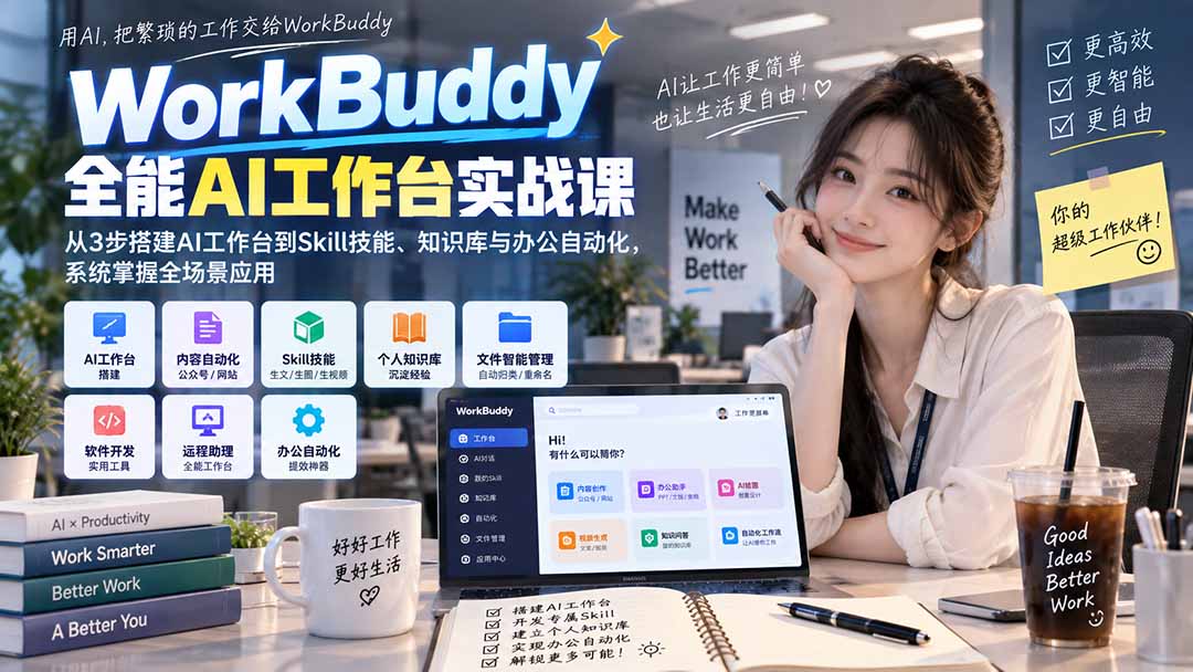 WorkBuddy全能AI工作台实战课：从3步搭建AI工作台到Skill技能、知识库与办公自动化，系统掌握全场景应用-智点网
