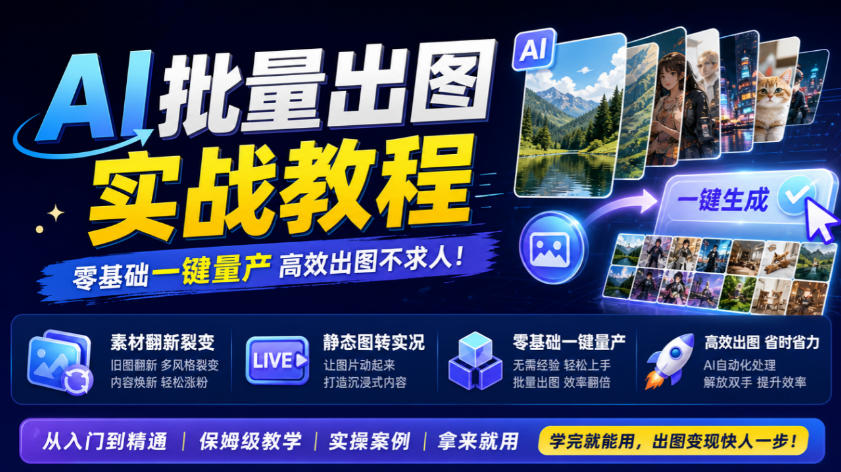 AI批量出图实战教程，素材翻新裂变，静态图转实况，零基础一键量产-智点网
