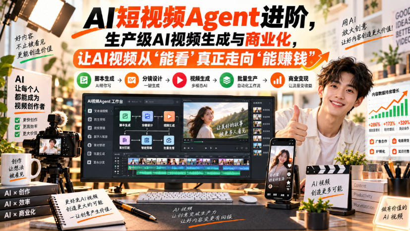 AI短视频Agent进阶，生产级AI视频生成与商业化，让AI视频从”能看”真正走向”能賺钱”-智点网