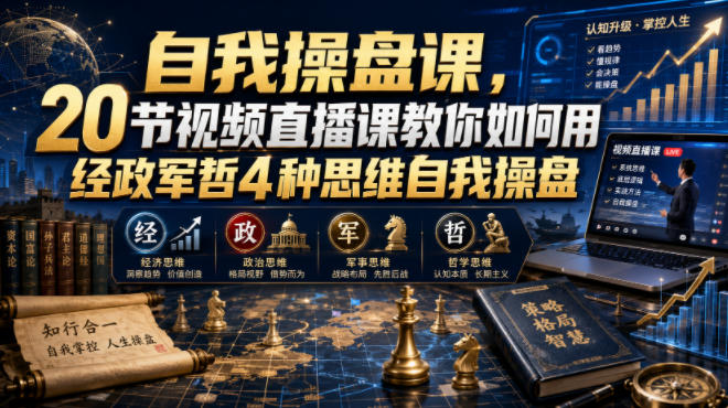 【无水印】自我操盘课，20节视频直播课教你如何用经政军哲4种思维自我操盘(更新0924)-智点网