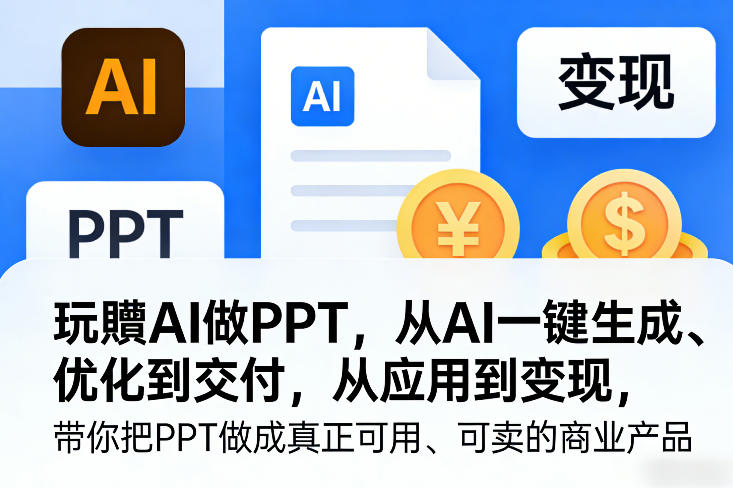 玩賺AI做PPT，从AI一键生成、优化到交付，从应用到变现，带你把PPT做成真正可用、可卖的商业产品(更新0904)-智点网