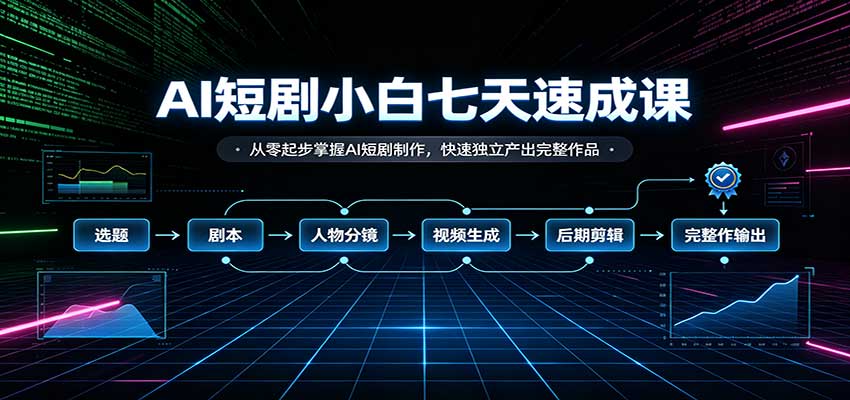 AI短剧小白七天速成课：从零起步掌握AI短剧制作，快速独立产出完整作品-智点网
