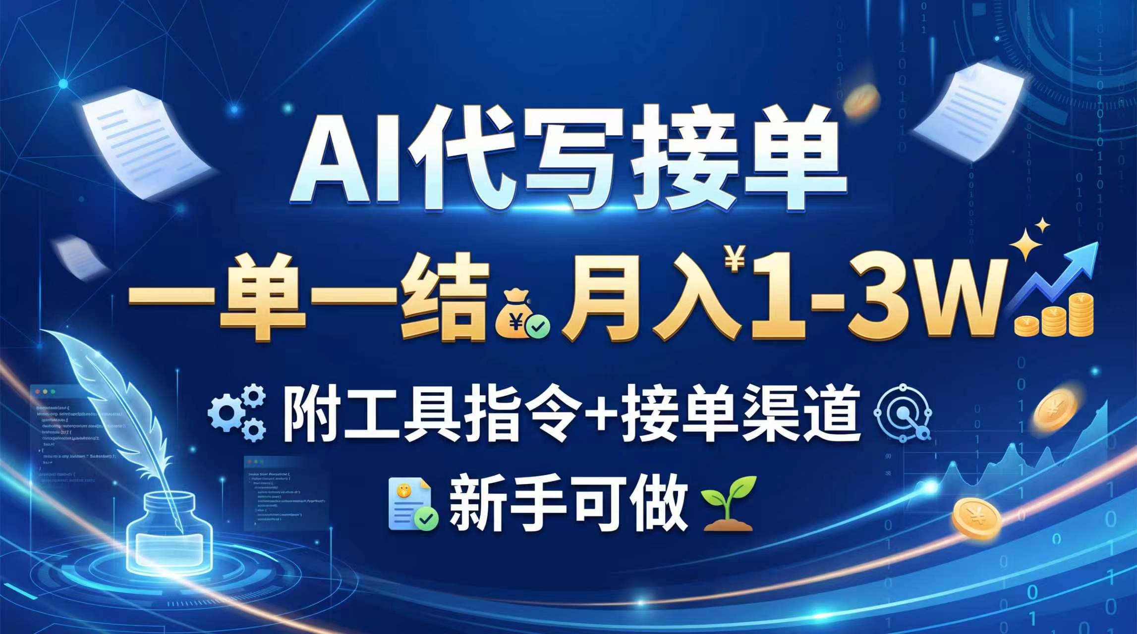 AI代写接单，一单一结，月入1-3W，附工具指令+接单渠道，新手可做-智点网