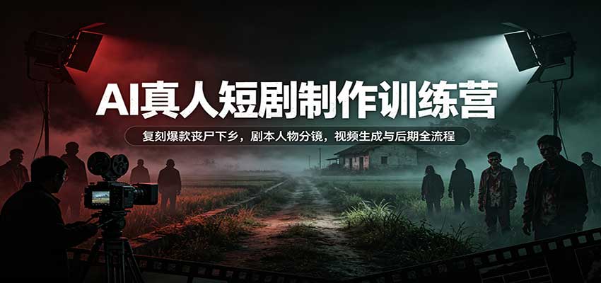 AI真人短剧制作训练营：复刻爆款丧尸下乡，剧本人物分镜，视频生成与后期全流程-智点网