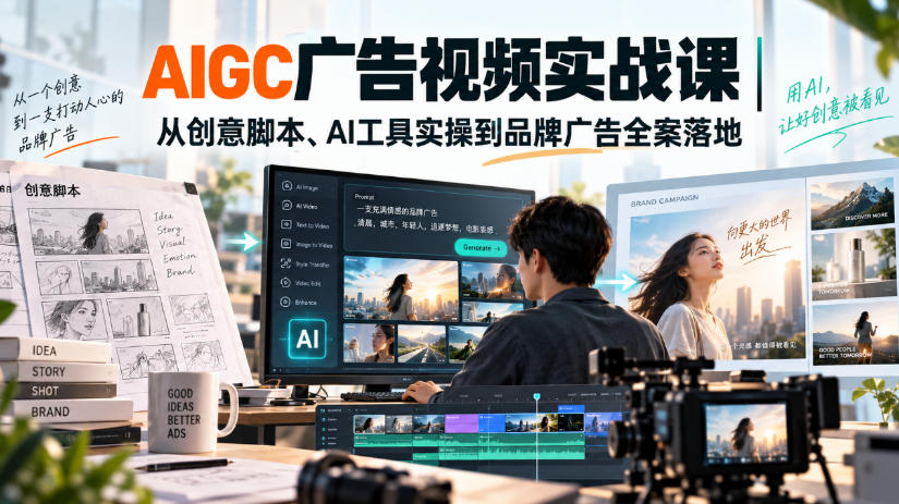 AIGC广告视频实战课｜从创意脚本、AI工具实操到品牌广告全案落地-智点网