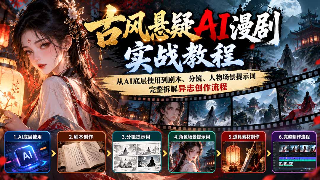 古风悬疑AI漫剧实战教程：从AI底层使用到剧本、分镜、人物场景提示词，完整拆解异志创作流程-智点网