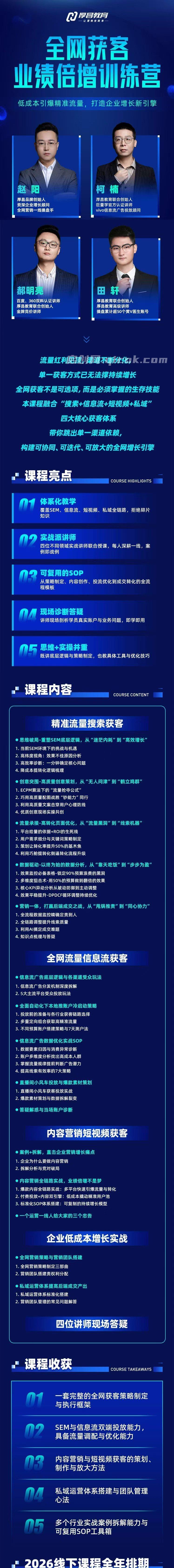 厚昌教育-全网获客业绩倍增训练营北京9月3-5日三天两夜完整版线下课(价值9800元)