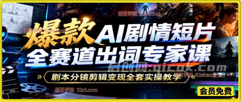 爆款 AI 剧情短片全赛道出词专家课，剧本分镜剪辑变现全套实操教学-智点网