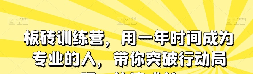 板砖训练营，用一年时间成为专业的人，带你突破行动局限，快速成长-个人发展-智点网
