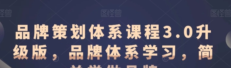 品牌策划体系课程3.0升级版,品牌体系学习,简单学做品牌-品牌营销