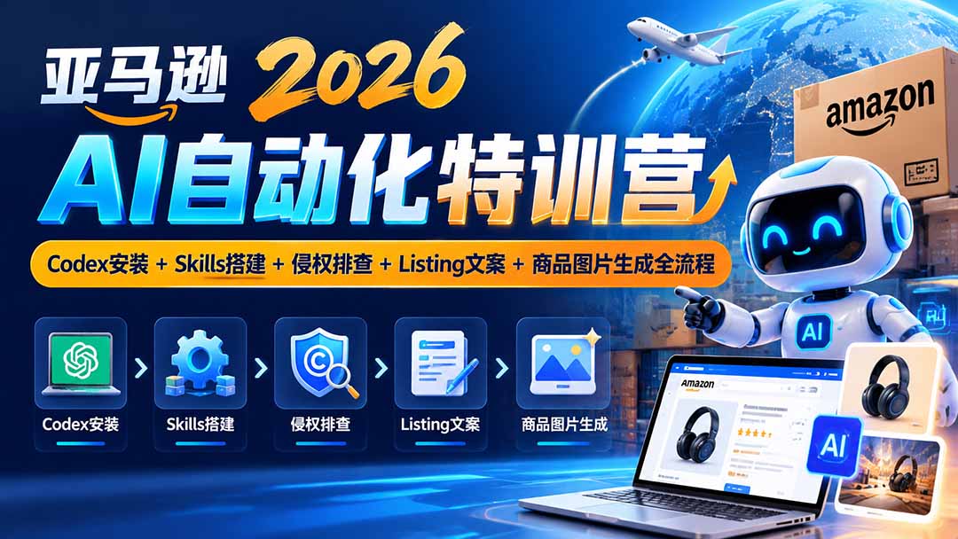 亚马逊2026AI自动化-10月特训营：Codex安装+Skills搭建+侵权排查+Listing文案+商品图片生成全流程-智点网