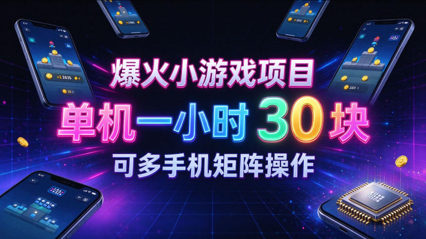 爆火小游戏撸金项目，实测单机一小时30+，可多手机矩阵操作，新手看完一遍就能上手【揭秘】-智点网