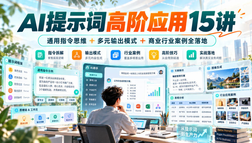 AI提示词高阶应用15讲｜通用指令思维+多元输出模式+商业行业案例全落地-智点网