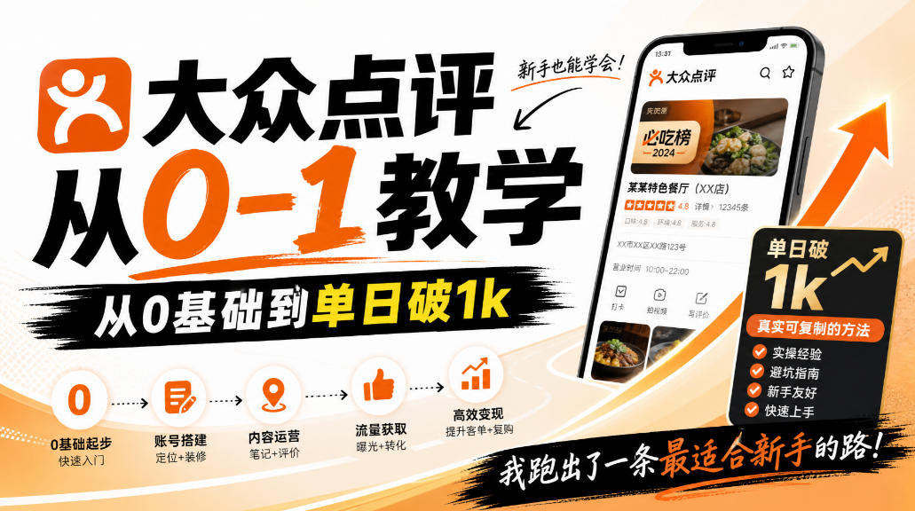 大众点评分成从0-1教学，从0基础到单日破1k，我跑出了一条最适合新手的路-智点网