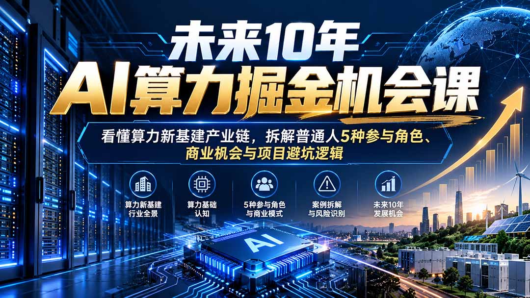 未来10年AI算力掘金机会课：看懂算力新基建产业链，拆解普通人5种参与角色、商业机会与项目避坑逻辑-智点网