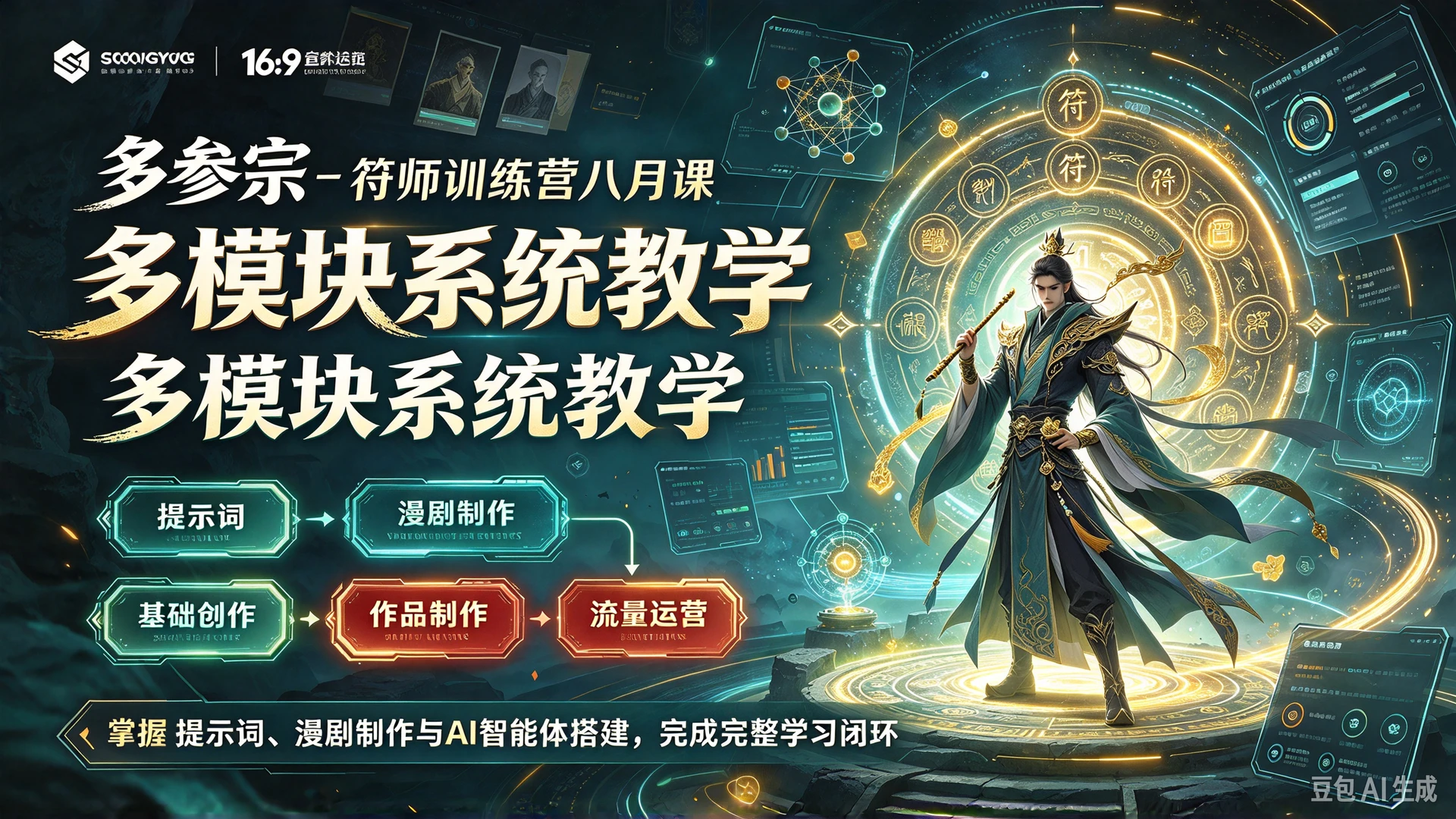 【精】多参宗 – 符师训练营八月课，多模块系统教学，掌握提示词、漫剧制作与AI智能体搭建，完成从基础创作到作品流量运营的完整学习闭环-智点网