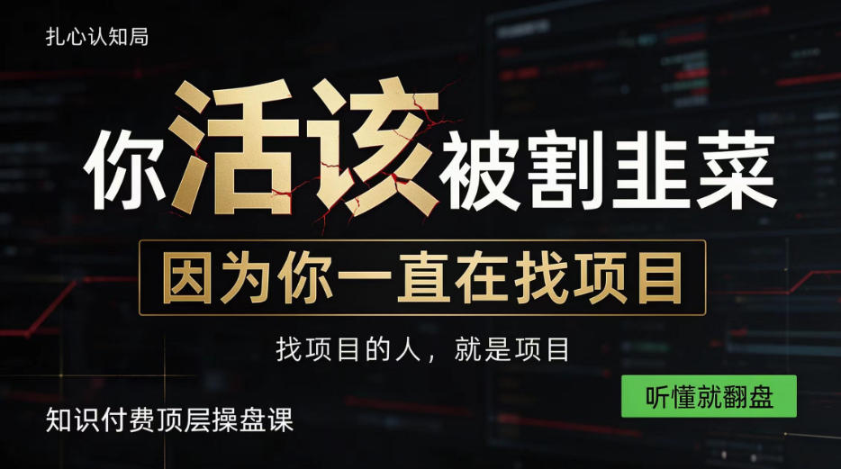 做项目不如卖项目，做知识付费自己当老板，知识付费顶层操盘课，听懂就翻盘【揭秘】-智点网