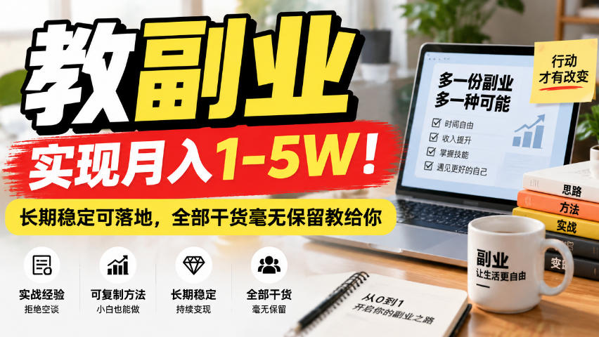 “教副业”实现月入1-5W!长期稳定可落地,全部干货毫无保留教给你【揭秘】-智点网