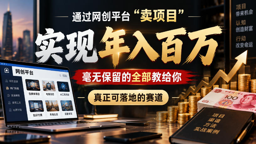 通过网创平台“卖项目”实现年入100w，毫无保留的全部教给你，真正可落地的赛道【揭秘】-智点网